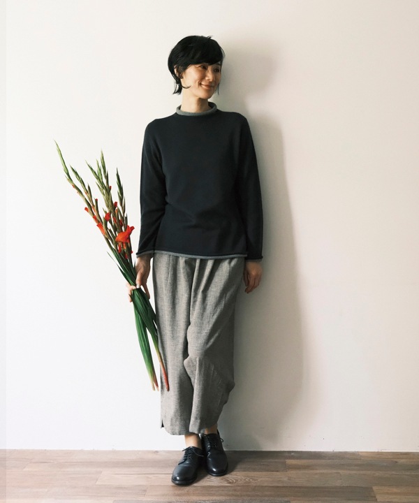 ホールガーメント ロールボトルネックニット2枚重ね・ボトルネック・プルオーバー 日本製 25W456