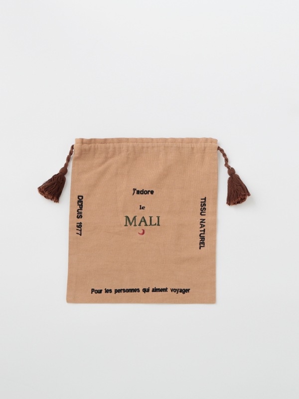 ヴォヤージュシリーズ刺繍巾着ポーチ 30×34cm （3カラー）M26-2175