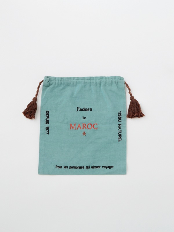 ヴォヤージュシリーズ刺繍巾着ポーチ 30×34cm （3カラー）M26-2175
