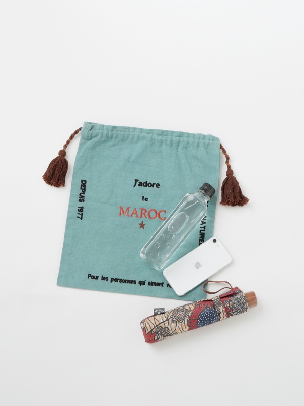 ヴォヤージュシリーズ刺繍巾着ポーチ 30×34cm （3カラー）M26-2175