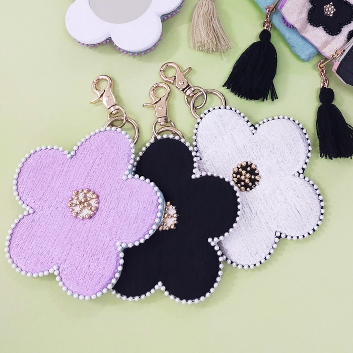 フラワーキーポーチ 直径11.5cm （3カラー）M42-2407