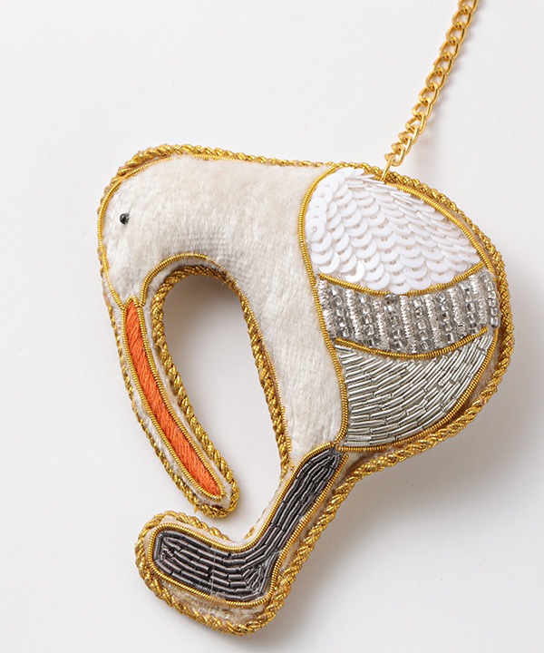 ザリ刺繍 キウイ バッグチャーム（キーホルダー） M21-2903