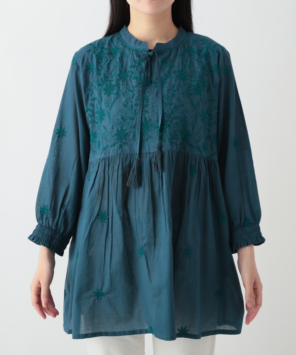 ラクノウ風刺繍コットンチュニック 25W010