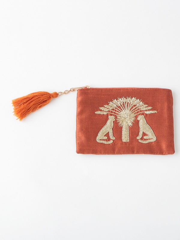 レオパードザリ刺繍ポーチ 15×10cm （3カラー）M42-2238