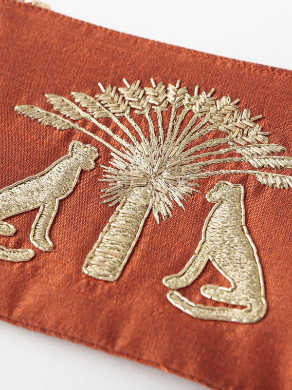 レオパードザリ刺繍ポーチ 15×10cm （3カラー）M42-2238