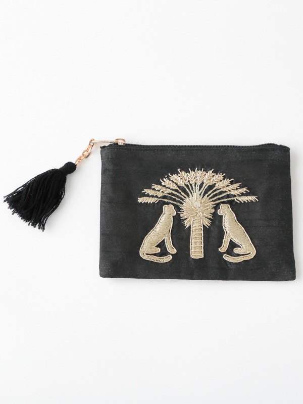 レオパードザリ刺繍ポーチ 15×10cm （3カラー）M42-2238