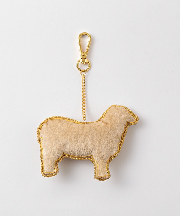 ザリ刺繍 ヒツジ バッグチャーム（キーホルダー） M21-2905