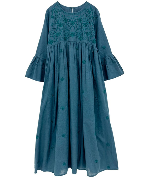 ラクノウ風刺繍コットンワンピース 25W011