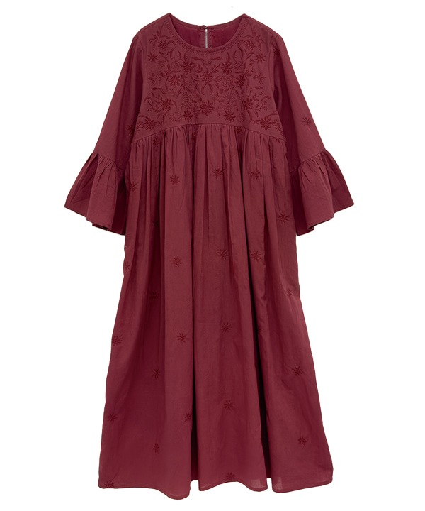 ラクノウ風刺繍コットンワンピース 25W011