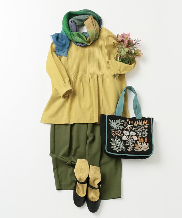 ピンタックコットン2wayブラウス 25W012