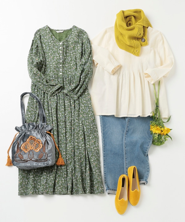 ピンタックコットン2wayブラウス 25W012