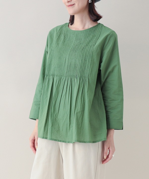 ピンタックコットン2wayブラウス 25W012