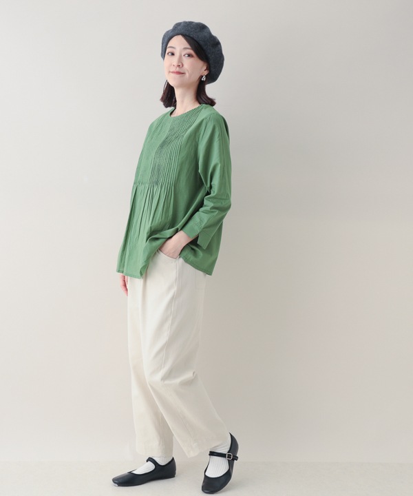 ピンタックコットン2wayブラウス 25W012