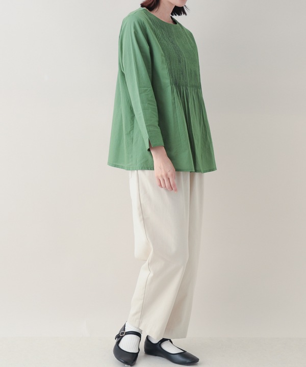 ピンタックコットン2wayブラウス 25W012