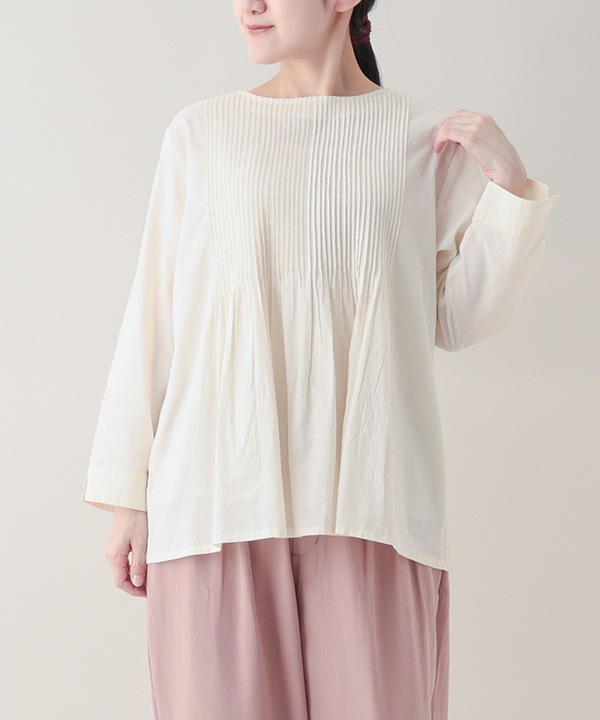 ピンタックコットン2wayブラウス 25W012