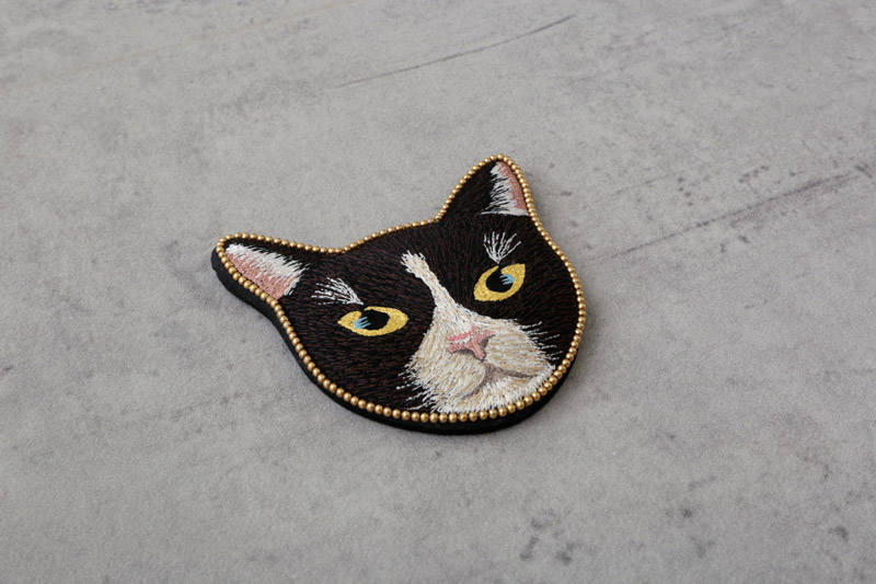 キャット刺繍 ハンドミラー（3カラー） M42-1915