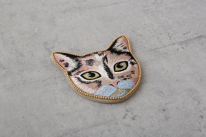 キャット刺繍 ハンドミラー（3カラー） M42-1915