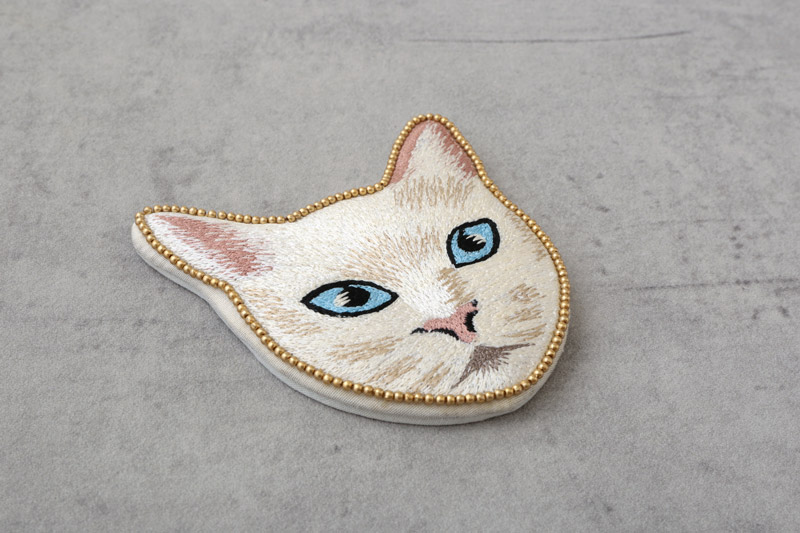 キャット刺繍 ハンドミラー（3カラー） M42-1915