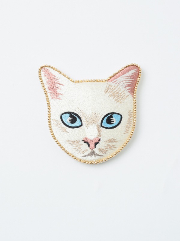 キャット刺繍 ハンドミラー（3カラー） M42-1915