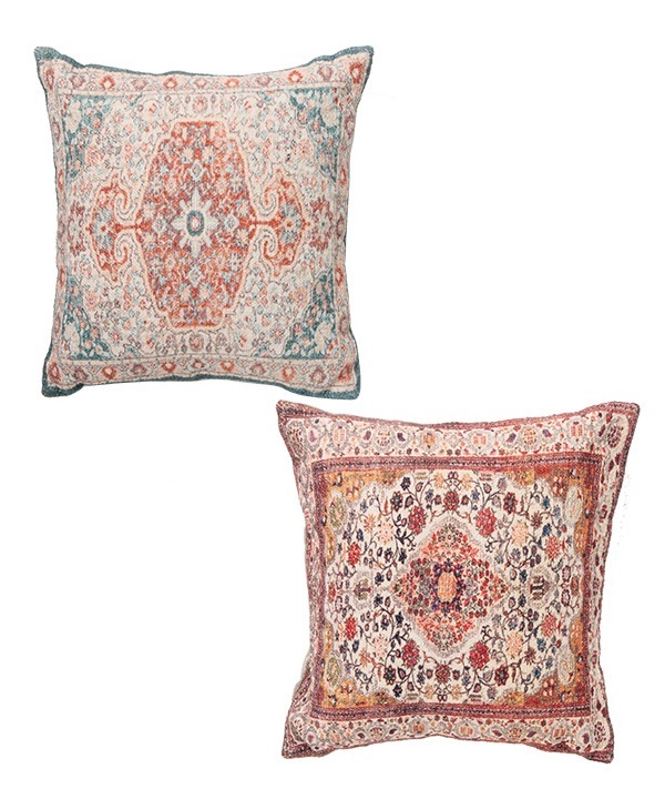 ラグ柄デジタルプリントクッション（2カラー・中綿付き）30cm M30-2539