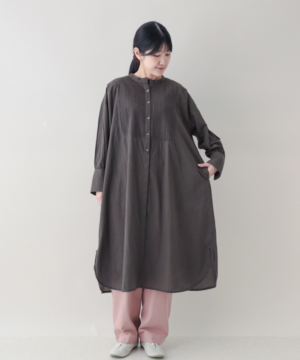 ピンタックコットンシャツワンピース 25W013