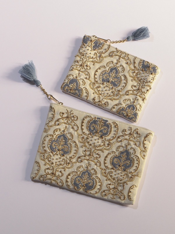 ビーズ刺繍ポーチS 14×10cm （2カラー）M42-2090