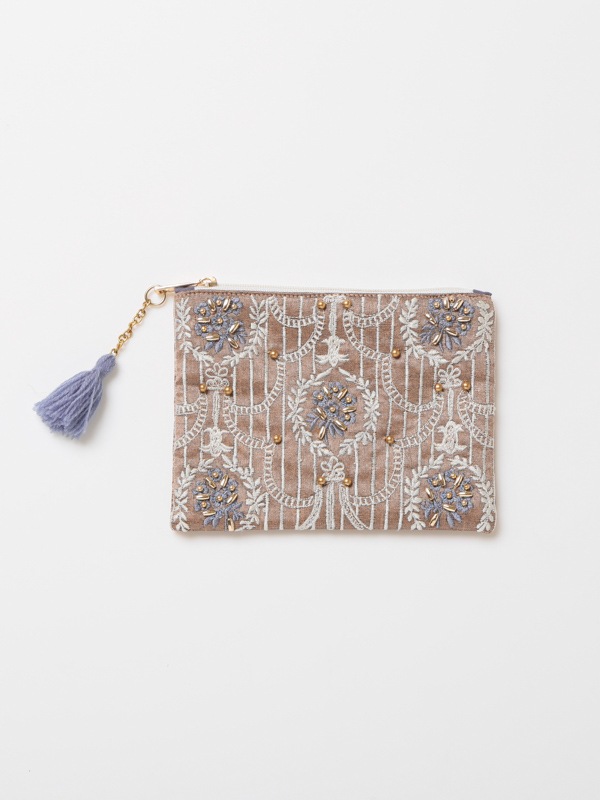 ビーズ刺繍ポーチS 14×10cm （2カラー）M42-2090