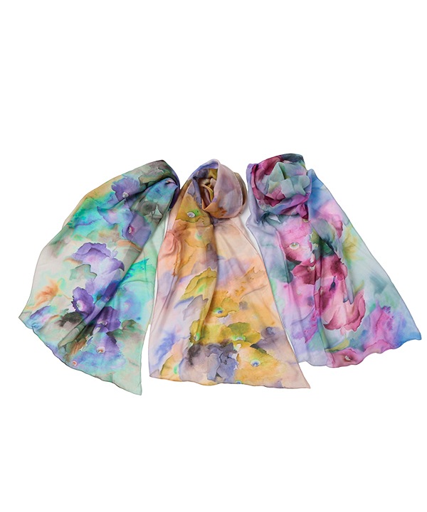 レーヨン カラフルインクプリントショール 120×40cm B25S045