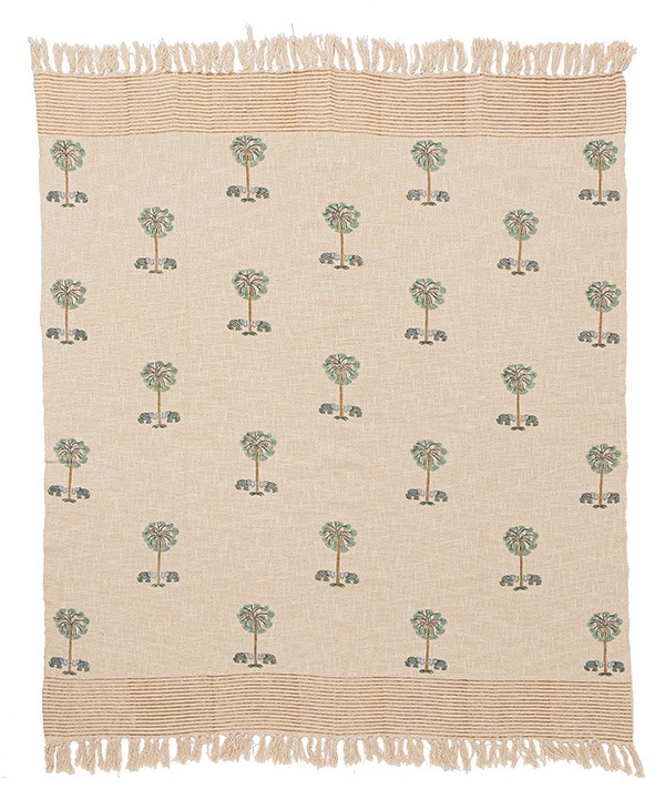 ブロックプリントコットンブランケット マルチカバー（エレファント） M30-2541B