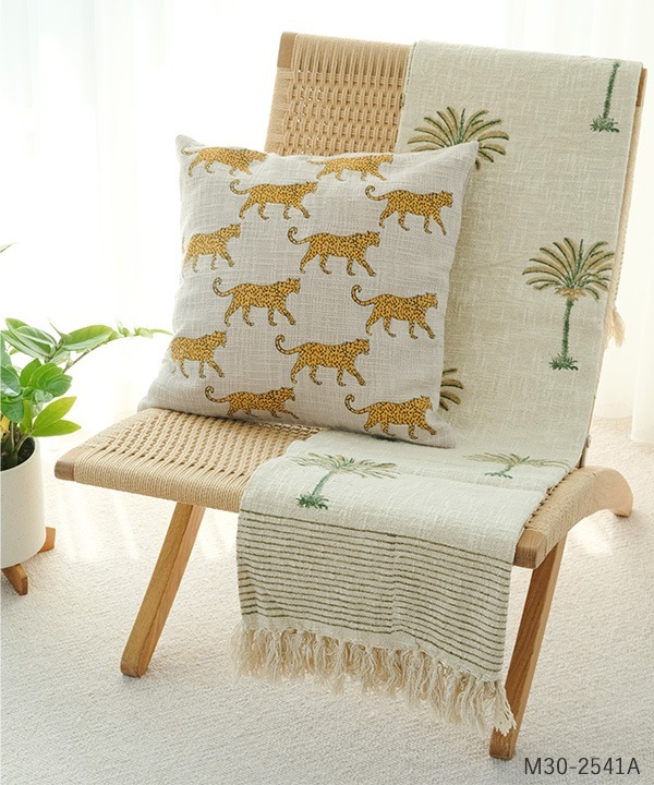 ブロックプリントコットンブランケット マルチカバー（エレファント） M30-2541B