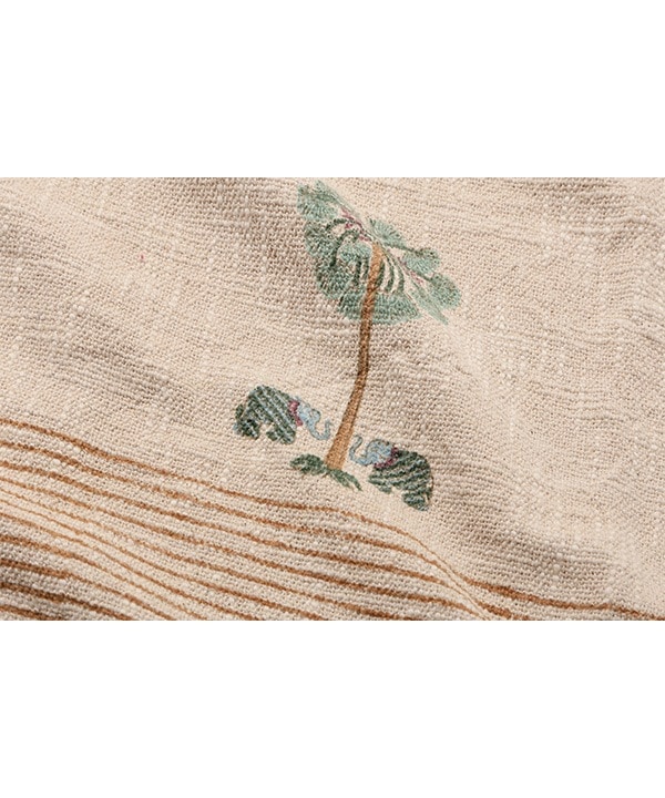 ブロックプリントコットンブランケット マルチカバー（エレファント） M30-2541B