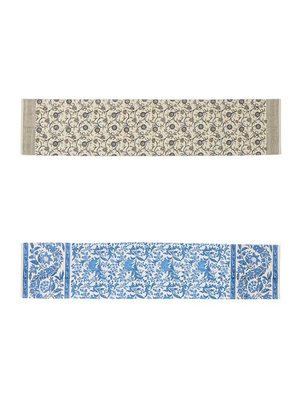 ブロックプリントテーブルランナー（2カラー）M20-2369