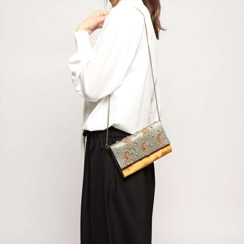 24時間限定 Antique 淡い思い出 ビーズ刺繍 クラッチバッグ ポーチ セール30 Off Traverserdl Com