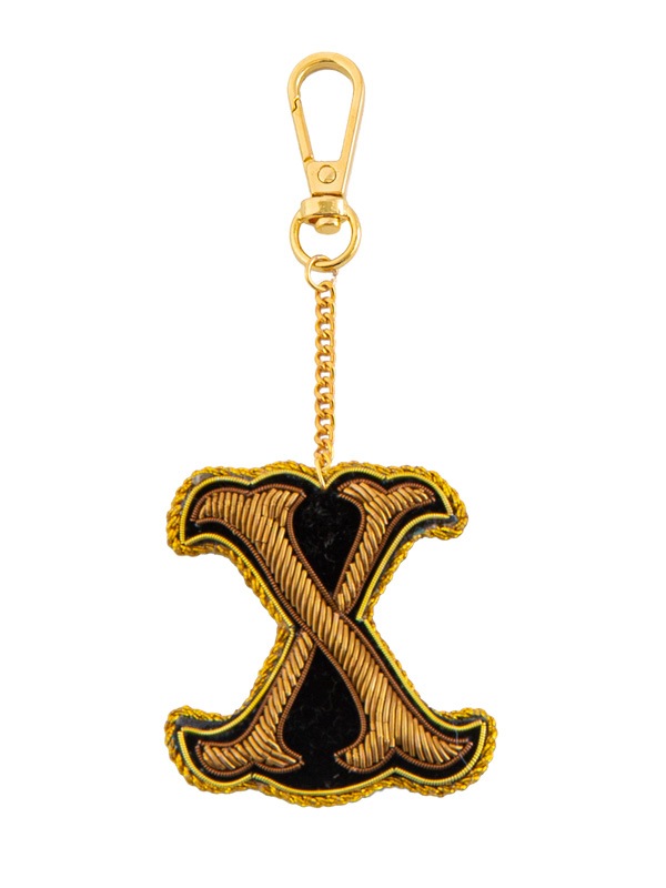 ザリ刺繍アルファベットA-Z バッグチャーム（キーホルダー） M21-1793