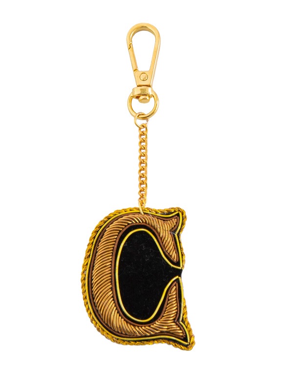 ザリ刺繍アルファベットA-Z バッグチャーム（キーホルダー） M21-1793