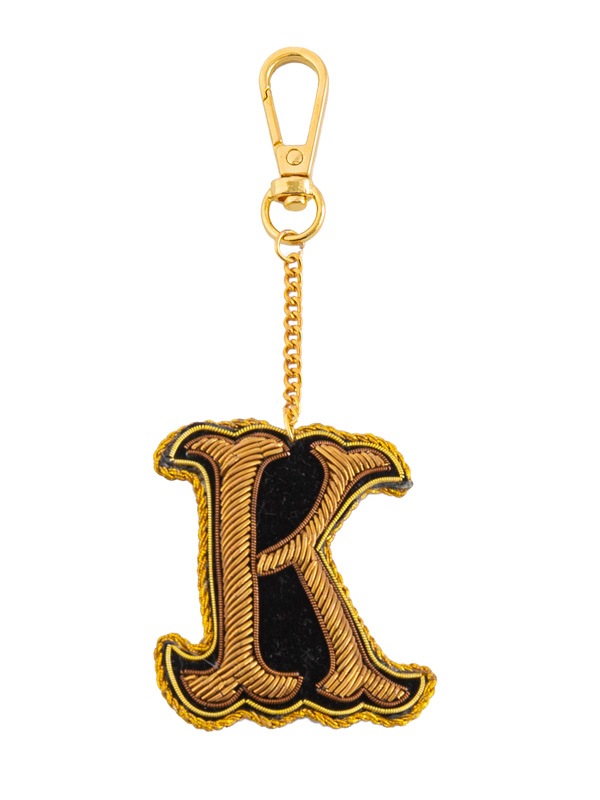 ザリ刺繍アルファベットA-Z バッグチャーム（キーホルダー） M21-1793