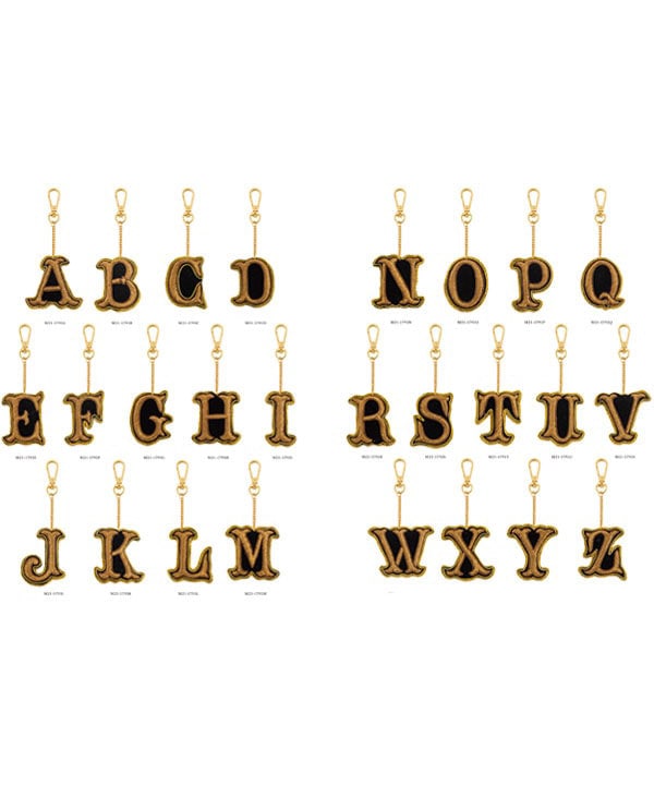 ザリ刺繍アルファベットA-Z バッグチャーム（キーホルダー） M21-1793