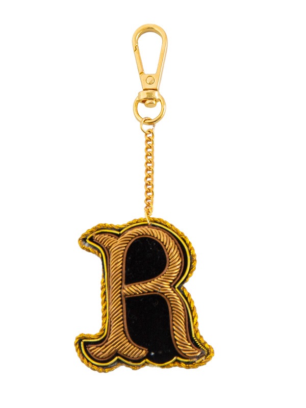 ザリ刺繍アルファベットA-Z バッグチャーム（キーホルダー） M21-1793