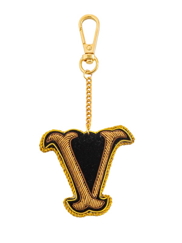 ザリ刺繍アルファベットA-Z バッグチャーム（キーホルダー） M21-1793