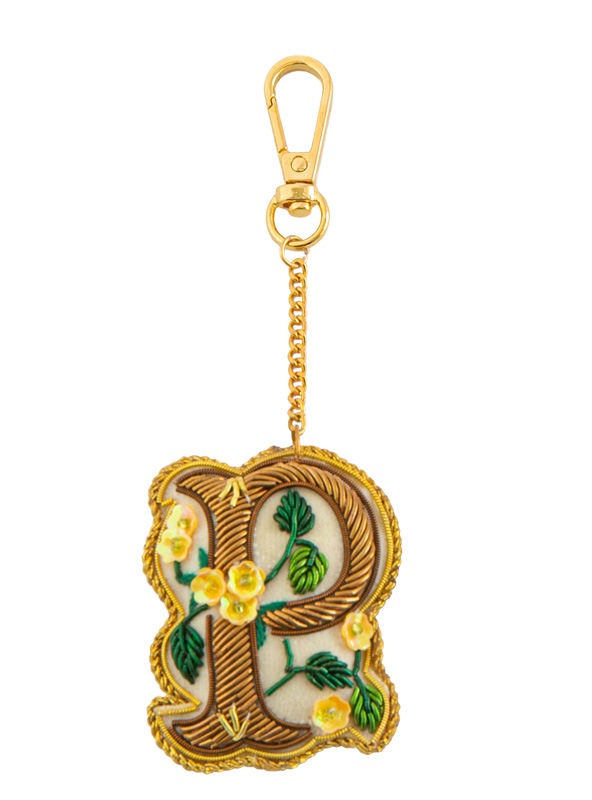 ザリ刺繍アルファベットフラワーA-Z バッグチャーム（キーホルダー） M21-1792