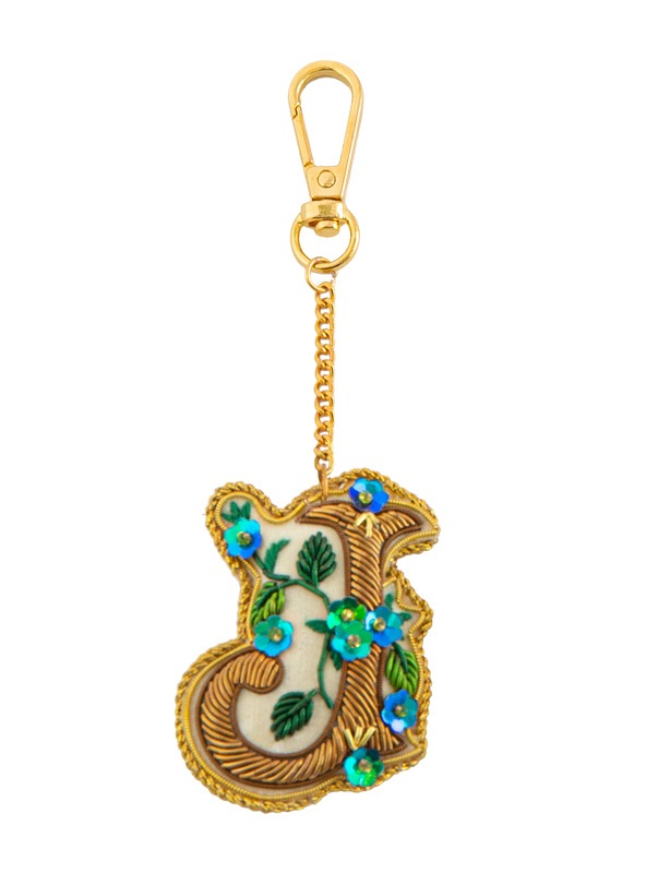 ザリ刺繍アルファベットフラワーA-Z バッグチャーム（キーホルダー） M21-1792