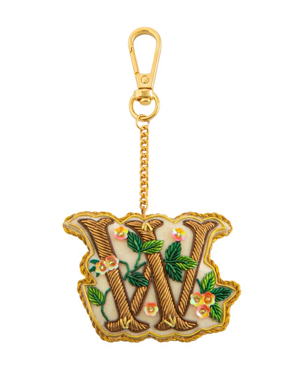 ザリ刺繍アルファベットフラワーA-Z バッグチャーム（キーホルダー） M21-1792