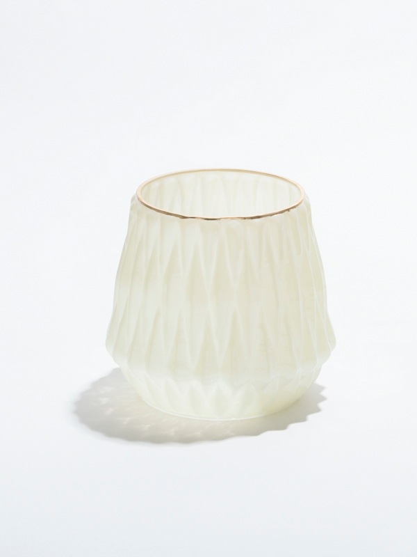 ガラスベース キャンドルホルダー（ミルクカラー）11cm M15-1336