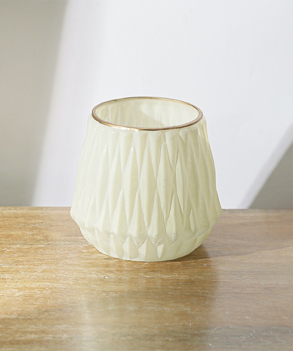 ガラスベース キャンドルホルダー（ミルクカラー）11cm M15-1336