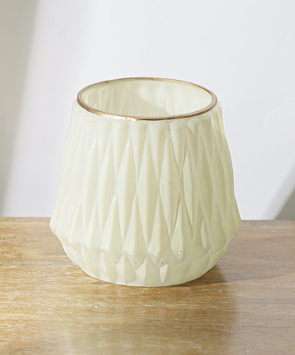 ガラスベース キャンドルホルダー（ミルクカラー）11cm M15-1336