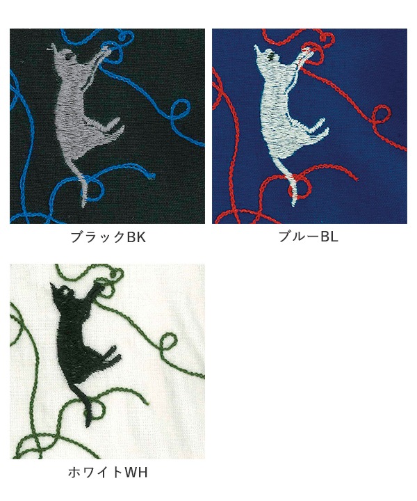 CAT刺繍コットンリネン2wayブラウス 25W027