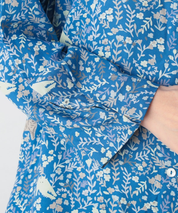 CAT＆フラワープリントレーヨンブラウス 25W030