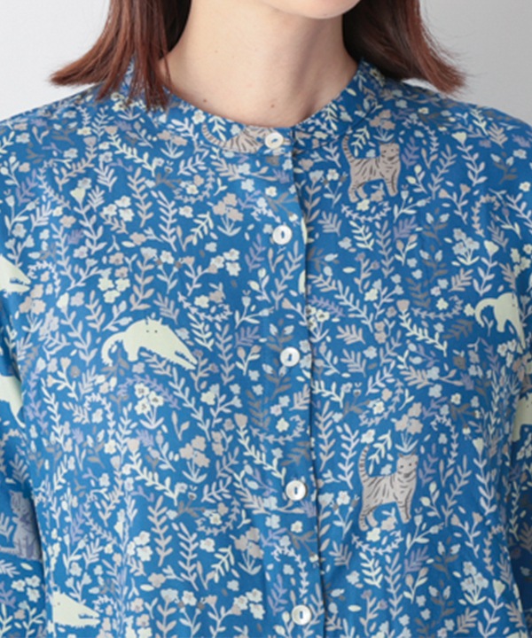 CAT＆フラワープリントレーヨンブラウス 25W030