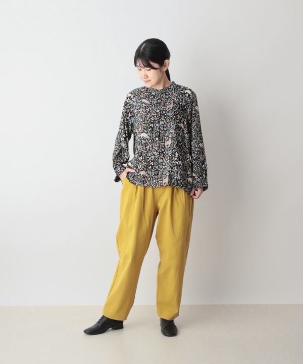 CAT＆フラワープリントレーヨンブラウス 25W030