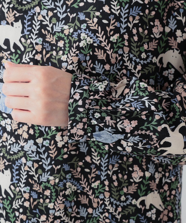 CAT＆フラワープリントレーヨン2wayワンピース 25W031